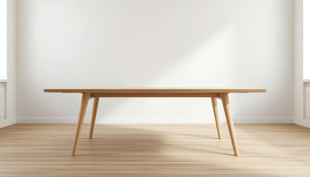 Brown wooden table on wooden floor