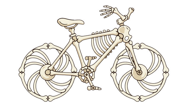Unique bicycle made of human skeleton bones concept vector design