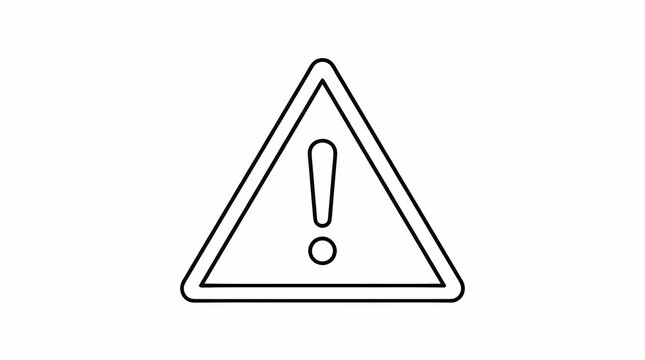 Vector line art icon of a triangle warning sign with an exclamation mark representing caution safety or hazard alert