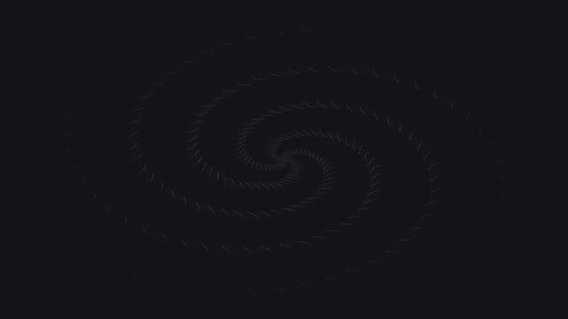 Minimalist white spiral pattern fading into a solid dark black background