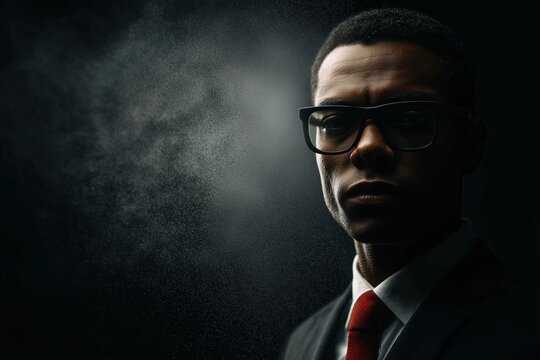 confident businessman in formal attire with glasses