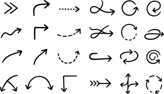 Hand Drawn Arrow Vector Icon Set for Infographics Presentations Diagrams and Graphic Design Elements