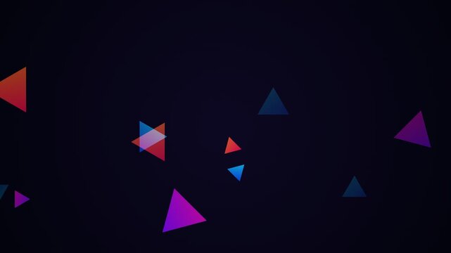 Abstract background featuring scattered colorful triangles on dark canvas