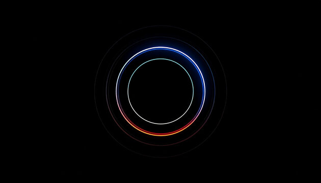 Abstract Glowing Neon Circles on Black Background Futuristic Sci-Fi Energy Ring Aura Motion Graphic Element