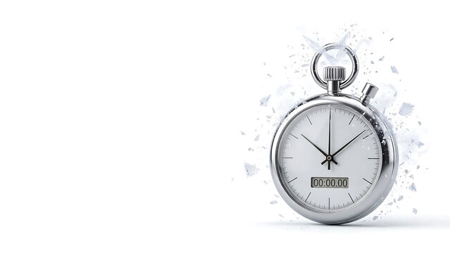 Dynamic representation of time breaking limits, symbolizing urgency and speed in a modern, shattering effect