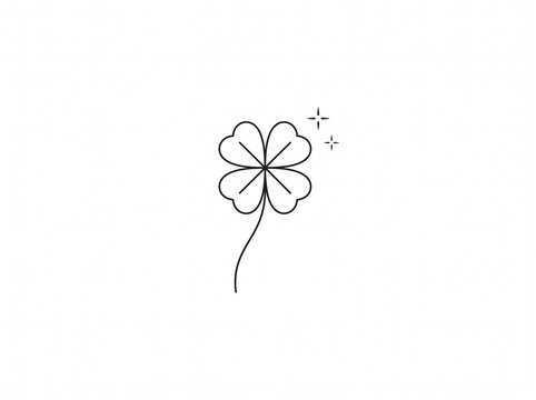 Minimalist four leaf clover tattoo design with tiny sparkles