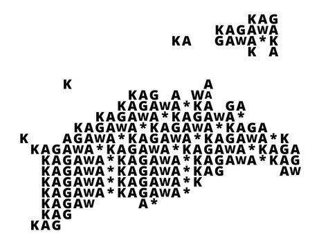 Symbol Map of the Prefecture Kagawa (Japan) showing the area with the name of the province