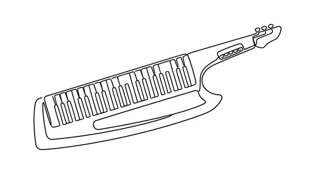 One Line Drawing of a Keytar Portable Keyboard Instrument