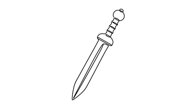 Roman Gladius Sword Continuous Line Drawing Minimalist Vector Art