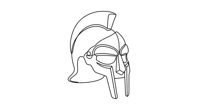Spartan Helmet Continuous Line Drawing Minimalist Greek Warrior Art