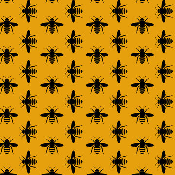 Honey bee pattern design for branding and packaging, seamless vector repeat print