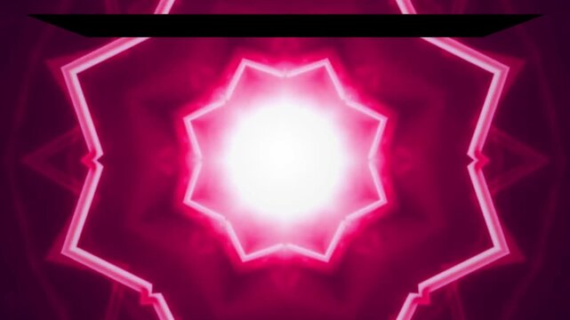 Dynamic Folding Green Screen Presentation Panel with Neon Pink Star Kaleidoscope Outro Motion Background 