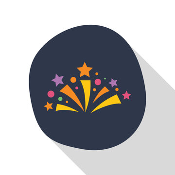 Fireworks icon displaying stars and confetti exploding, symbolizing celebration and festivity