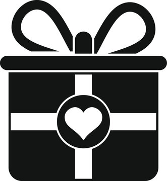 Gift box with a ribbon and heart symbol celebrating love, romance, and special occasions