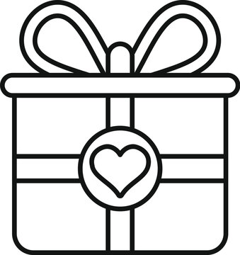 Gift box with a ribbon and heart icon representing love and celebration