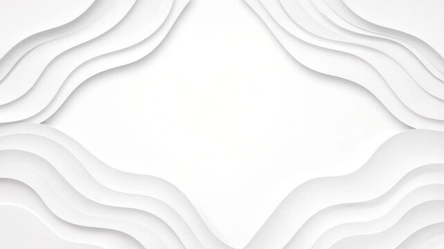 Abstract white paper cut wavy layers moving on a light background with soft shadows creating a modern and clean animation