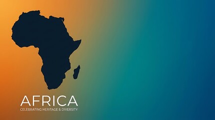 Silhouette of the continent of Africa displayed on a gradient background with the word AFRICA and 'CELEBRATING HERITAGE & DIVERSITY'.