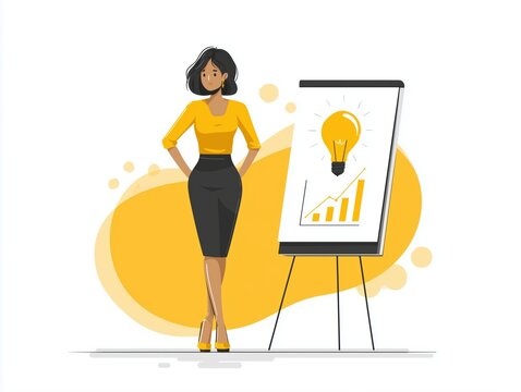 business presentation with woman and chart