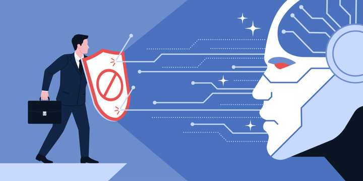 Businessman protecting his business from AI risks