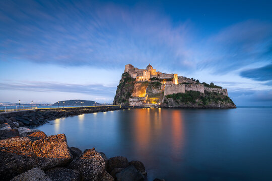 Ischia, Italy with Aragonese Castle in the Mediterranean