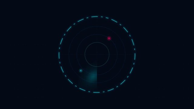 Minimalist digital radar interface with glowing detection points on dark background