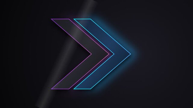 Abstract neon arrow design glowing against a dark minimalist background