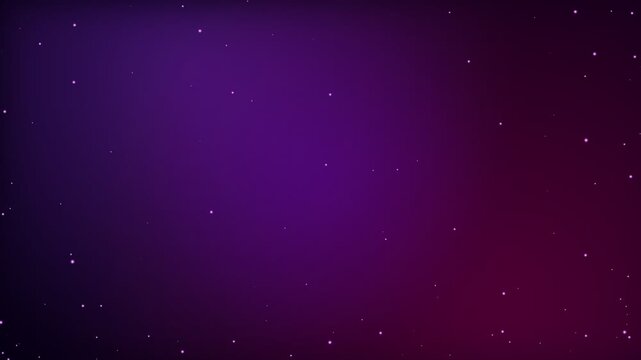 A deep purple gradient background featuring a scattering of bright white stars