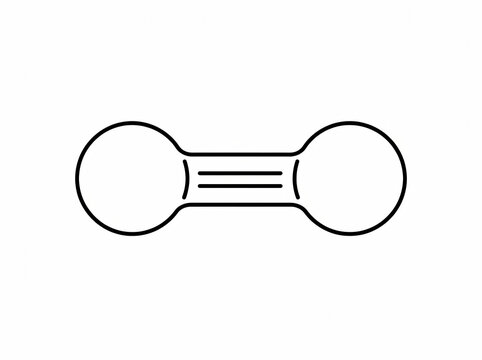 A double covalent bond connecting two circular atomic structures, symbolizing fundamental chemical principles and molecular interactions in a clear,style suitable for scientific and educational.