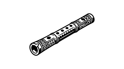 Angled wooden flute musical instrument icon. © Hefa