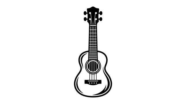 Acoustic ukulele musical instrument black and white icon.