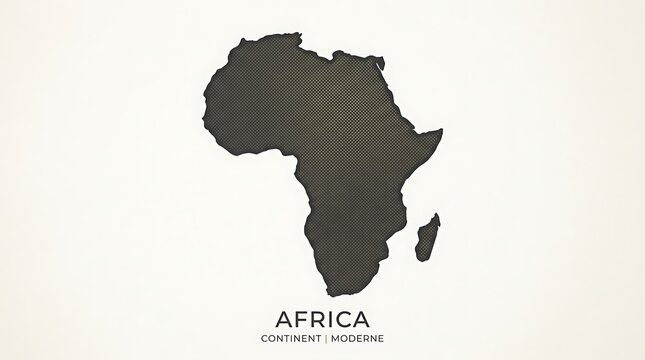 Africa continent silhouette is presented on a clean, neutral background for graphic design purposes.