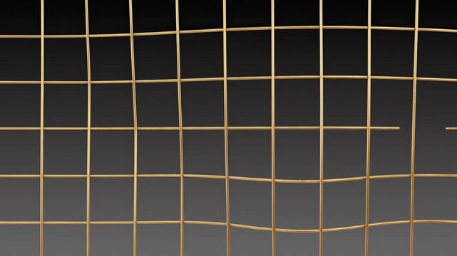 Abstract golden grid pattern moving across a dark background with subtle light shifts