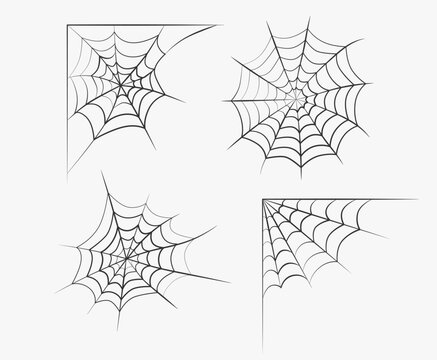 Editable stroke spider web line art, vector illustration. Texture design for Halloween, ideal decoration, backgrounds