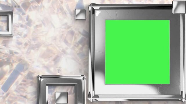 Rotating Chrome Green Screen Frame Slideshow with Diamond Refracting Backdrop