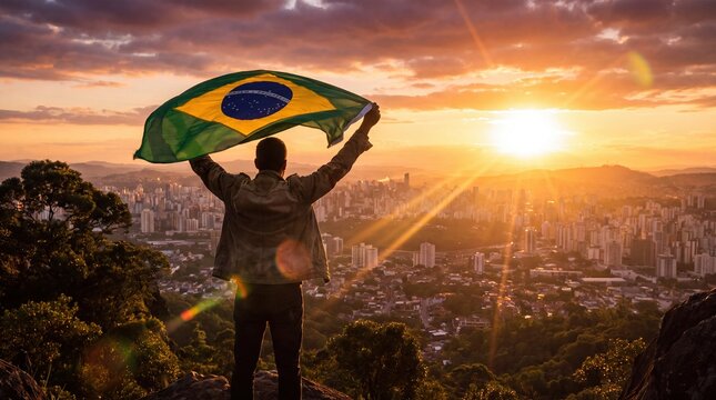 Homem com bandeira do Brasil