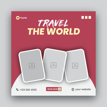 Travel social media post web banner design template