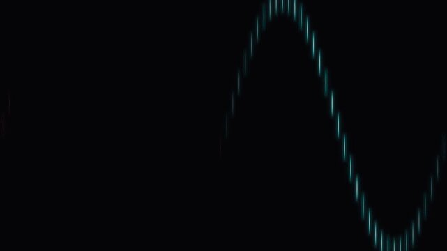 A glowing cyan sine wave pattern oscillating against a solid black background