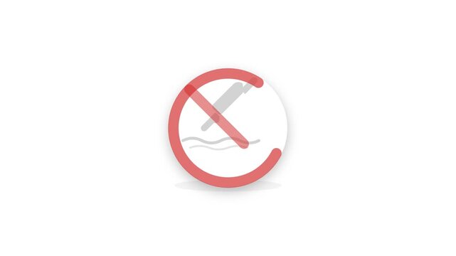 No Diving Circle Slash Reveal Fade Warning Sign 4K Animation | Seamless Loop