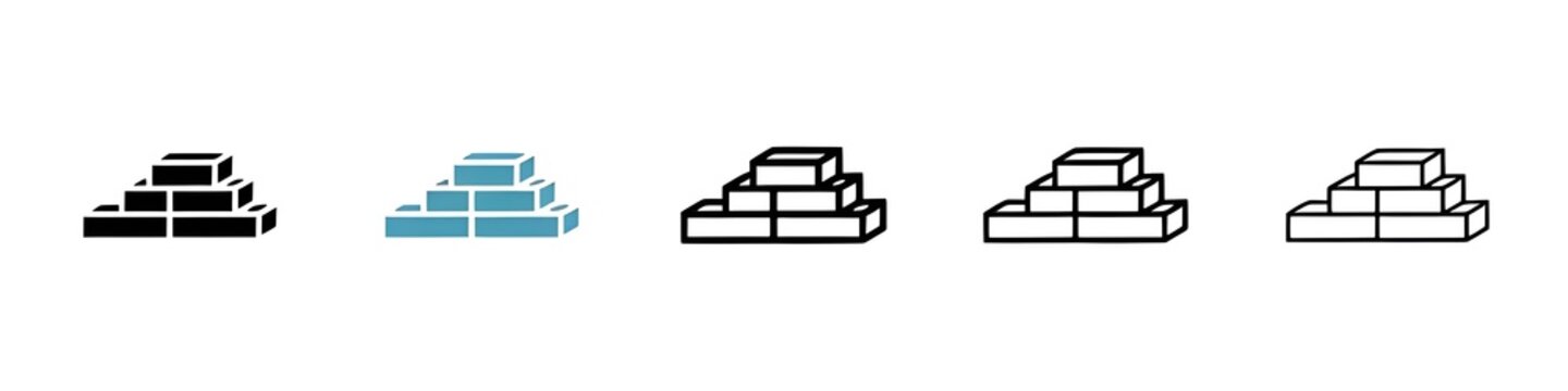Masoned Brickwork Vector Icon Set. Stonemasonry Pattern Vector Symbol for UI Design. Thin line customizable illustration. Contour symbol. Vector isolated outline drawing. Editable stroke
