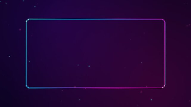 A glowing rectangular frame with neon blue and purple gradient lighting effect