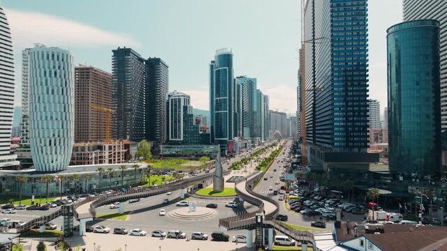 Batumi City Center, Orbi City and Heroes Alley &mdash; Aerial Drone View, Georgia