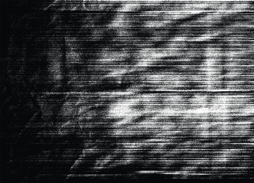 Vector horizontal scratch texture with distressed streaks. Black and white photocopy effect with rough grain and scan noise.