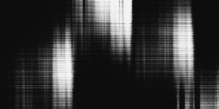 Black and white glitch texture background with vertical lines and analog static noise	