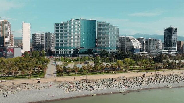 Batumi City Center, Orbi City and Heroes Alley &mdash; Aerial Drone View, Georgia