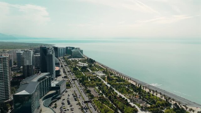 Batumi City Center, Orbi City and Heroes Alley &mdash; Aerial Drone View, Georgia