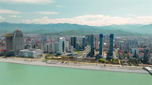 Batumi City Center, Orbi City and Heroes Alley &mdash; Aerial Drone View, Georgia