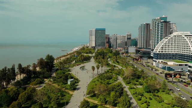 Batumi City Center, Orbi City and Heroes Alley &mdash; Aerial Drone View, Georgia