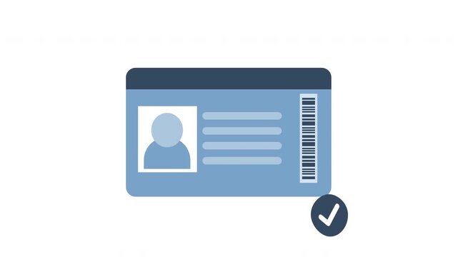 Id card animation. Profile verify icon motion graphics. Animated personal information icon. NID card verify. Driver's license verified 4k video