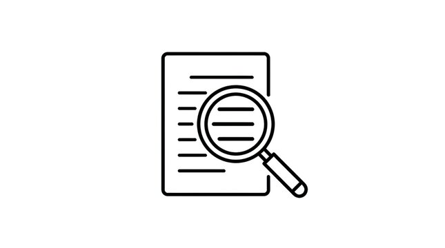 Magnifying Glass Over Document Abstract Icon