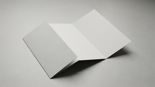 Blank tri fold brochure paper mockup showing three empty panels for custom design and information layout. 